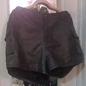 Fashion Nova Charcoal Faux Leather Cargo Shorts Sz.Xl